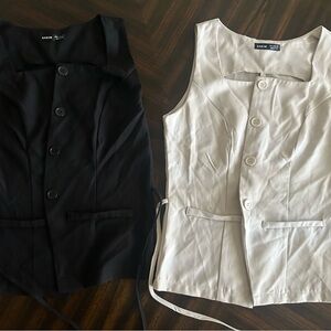 SHEIN Black and White Button-Up Vest